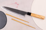 Couteau de chef 24cm japonais artisanal Hinoura Mutsumi Ajikataya Black Nashiji