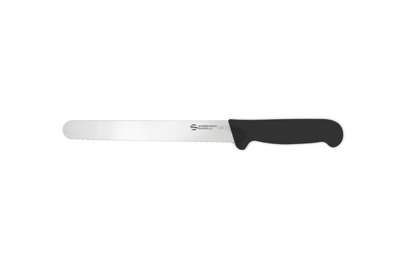 Couteau de boulanger professionnel Ambrogio Sanelli Supra noir lame dentée - 24 cm