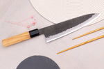 Couteau de chef 21cm japonais artisanal Hinoura Mutsumi Ajikataya Black Nashiji