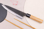 Couteau de chef 21cm japonais artisanal Hinoura Mutsumi Ajikataya Black Nashiji