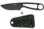 Couteau de cou Esee Izula IZULA-B lame acier carbone 6,2cm manche ajouré acier noir + étui
