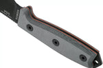 Couteau Esee 3 ESEE-3S-MB lame semi-dentée acier carbone noir 8,8cm manche micarta gris + étui marron
