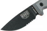 Couteau Esee 3 ESEE-3S-MB lame semi-dentée acier carbone noir 8,8cm manche micarta gris + étui marron