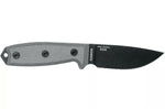 Couteau Esee 3 ESEE-3S-MB lame semi-dentée acier carbone noir 8,8cm manche micarta gris + étui marron