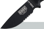 Couteau Esee 3 ESEE-3MIL-S-BLK lame semi-dentée acier carbone 8,8cm manche G10 noir + étui