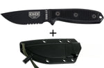 Couteau Esee 3 ESEE-3MIL-S-BLK lame semi-dentée acier carbone 8,8cm manche G10 noir + étui