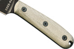 Couteau Esee 4 ESEE-4HM-B lame acier carbone noir 11,1cm manche micarta gris + étui cuir