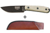 Couteau Esee 4 ESEE-4HM-B lame acier carbone noir 11,1cm manche micarta gris + étui cuir