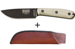 Couteau Esee 4 ESEE-4HM-B lame acier carbone noir 11,1cm manche micarta gris + étui cuir