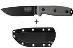Couteau Esee 4 ESEE-4P-B lame acier carbone noir 11,6cm manche micarta gris + étui