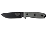 Couteau Esee 4 ESEE-4P-B lame acier carbone noir 11,6cm manche micarta gris + étui