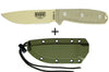 Couteau Esee 4 ESEE-4S-DT lame semi-dentée acier carbone désert 11,6cm manche micarta gris + étui