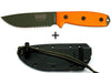 Couteau Esee 4 ESEE-4S-OD lame semi-dentée acier carbone vert 11,6cm manche G10 orange + étui