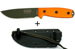 Couteau Esee 4 ESEE-4S-OD lame semi-dentée acier carbone vert 11,6cm manche G10 orange + étui
