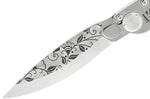 Couteau pliant K2 Elegance K2.20M manche inox décor arabesque 11,5cm + étui suédine