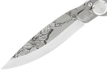 Couteau pliant K2 Elegance K2.22M manche inox décor magnolia 11,5cm + étui suédine