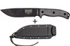 Couteau Esee 6 ESEE-6S-B lame semi-dentée acier carbone noir 16,5cm manche micarta gris + étui