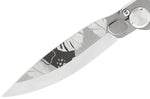 Couteau pliant K2 Elegance K2.24M manche inox décor monstera 11,5cm + étui suédine