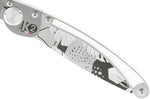 Couteau pliant K2 Elegance K2.24M manche inox décor monstera 11,5cm + étui suédine
