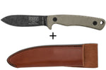 Couteau Esee Ashley Game ESEE-AGK lame acier carbone noir 9,1cm manche micarta gris + étui cuir