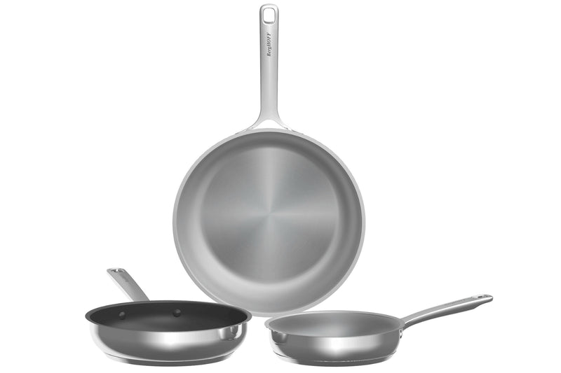 Set de 3 poêles à frire Berghoff DiNA Helix en acier inoxydable recyclé