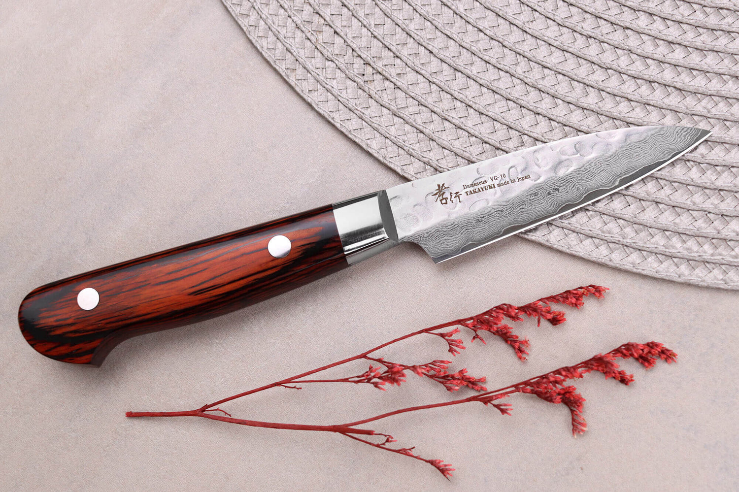 Couteau d'office japonais 8cm Sakai Takayuki Damascus Western 33 couches