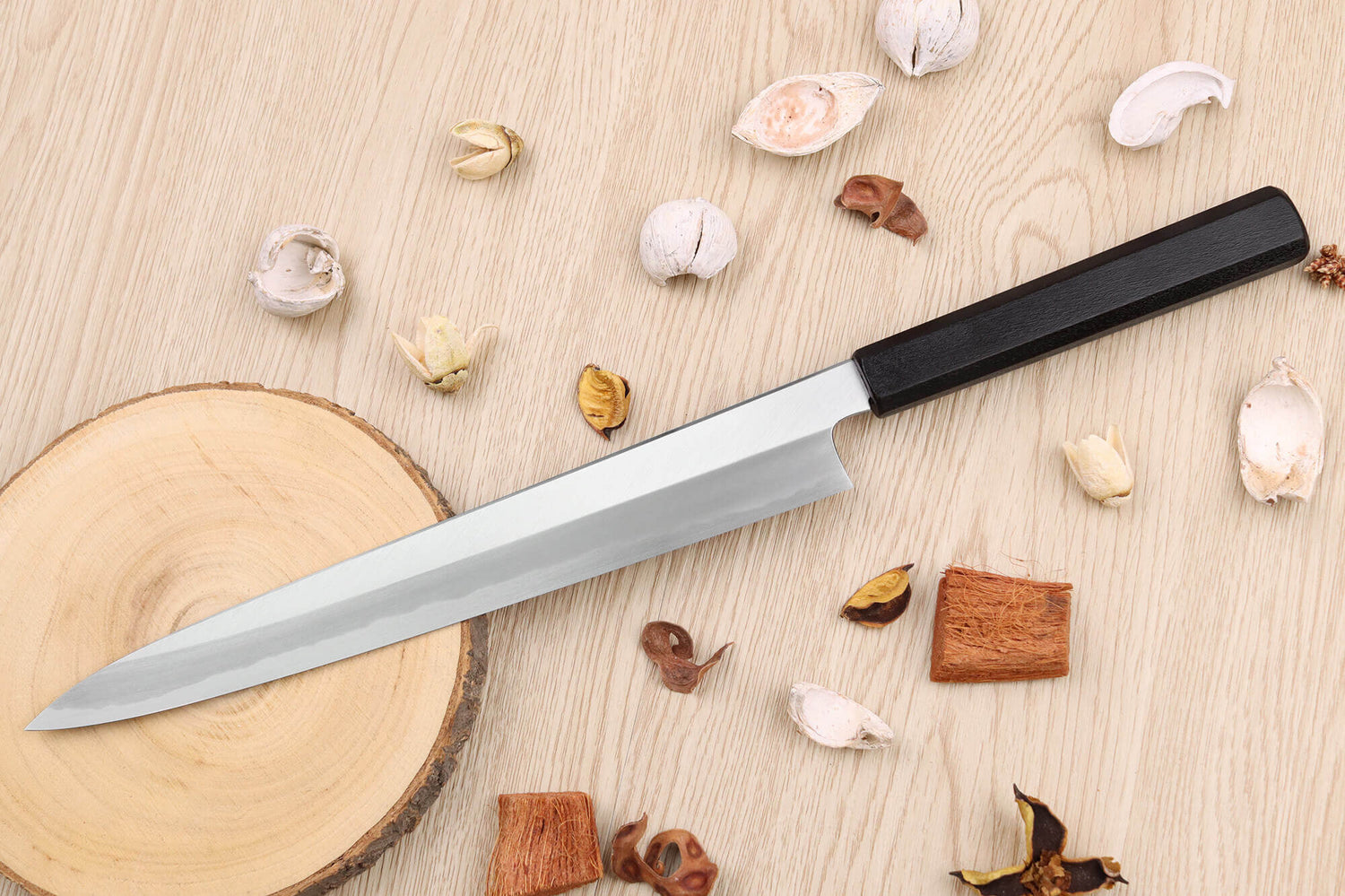 Couteau sujihiki japonais artisanal Kagekiyo Suri Urushi 27cm
