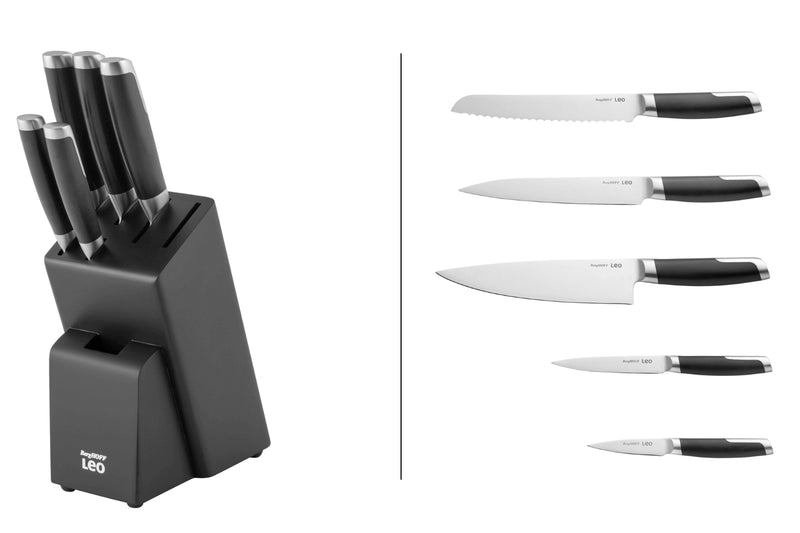 Bloc 5 couteaux Berghoff Leo Graphite en bois noir