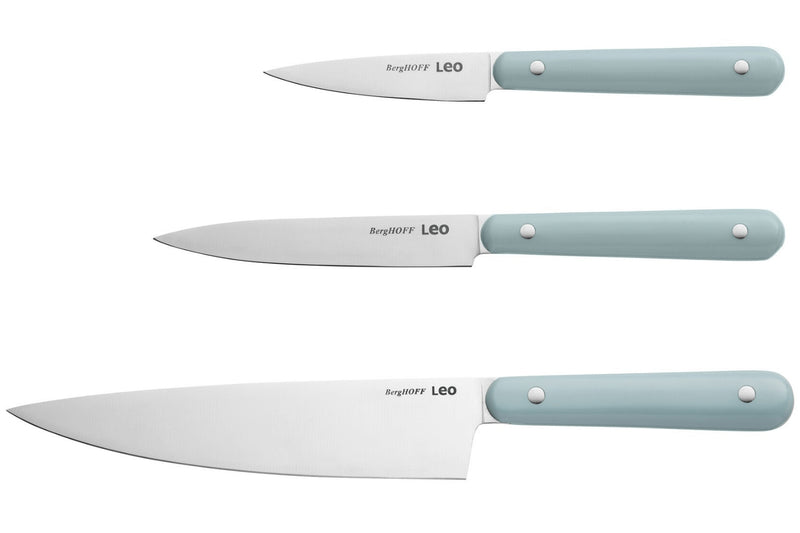 Set de 3 couteaux essentiels Berghoff Leo Glints Slate en acier inoxydable manche ABS bleu