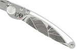 Couteau pliant K2 Elegance K2.19M manche inox décor tropical 11,5cm + étui suédine