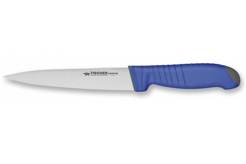 Couteau à saigner 20cm Fischer SWE-STEEL acier suédois manche bleu ultra confort