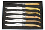 Coffret de 6 couteaux de table Laguiole Village Resto manches en bois