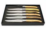 Coffret de 6 couteaux de table Laguiole Village Resto manches en bois