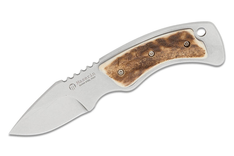 Couteau Maserin mini-trapper 924.CV2 lame inox 6,5cm et manche en bois de cerf 5,5cm avec étui
