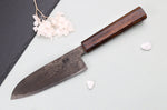Couteau santoku 16,5cm japonais artisanal Nakamura Kaishin Ginsan Black Damas