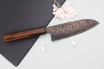 Couteau santoku 16,5cm japonais artisanal Nakamura Kaishin Ginsan Black Damas