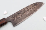 Couteau santoku 16,5cm japonais artisanal Nakamura Kaishin Ginsan Black Damas