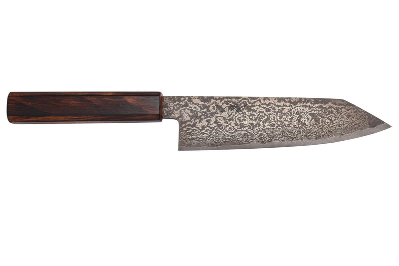 Couteau bunka 18cm japonais artisanal Nakamura Kaishin Ginsan Black Damas
