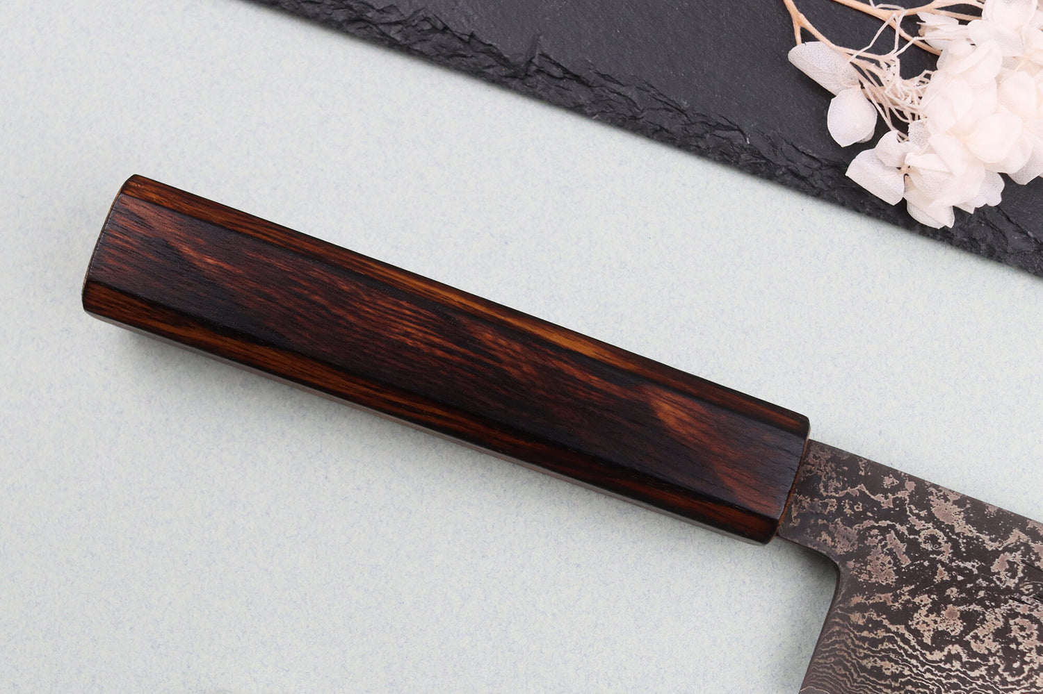 Couteau bunka 18cm japonais artisanal Nakamura Kaishin Ginsan Black Damas