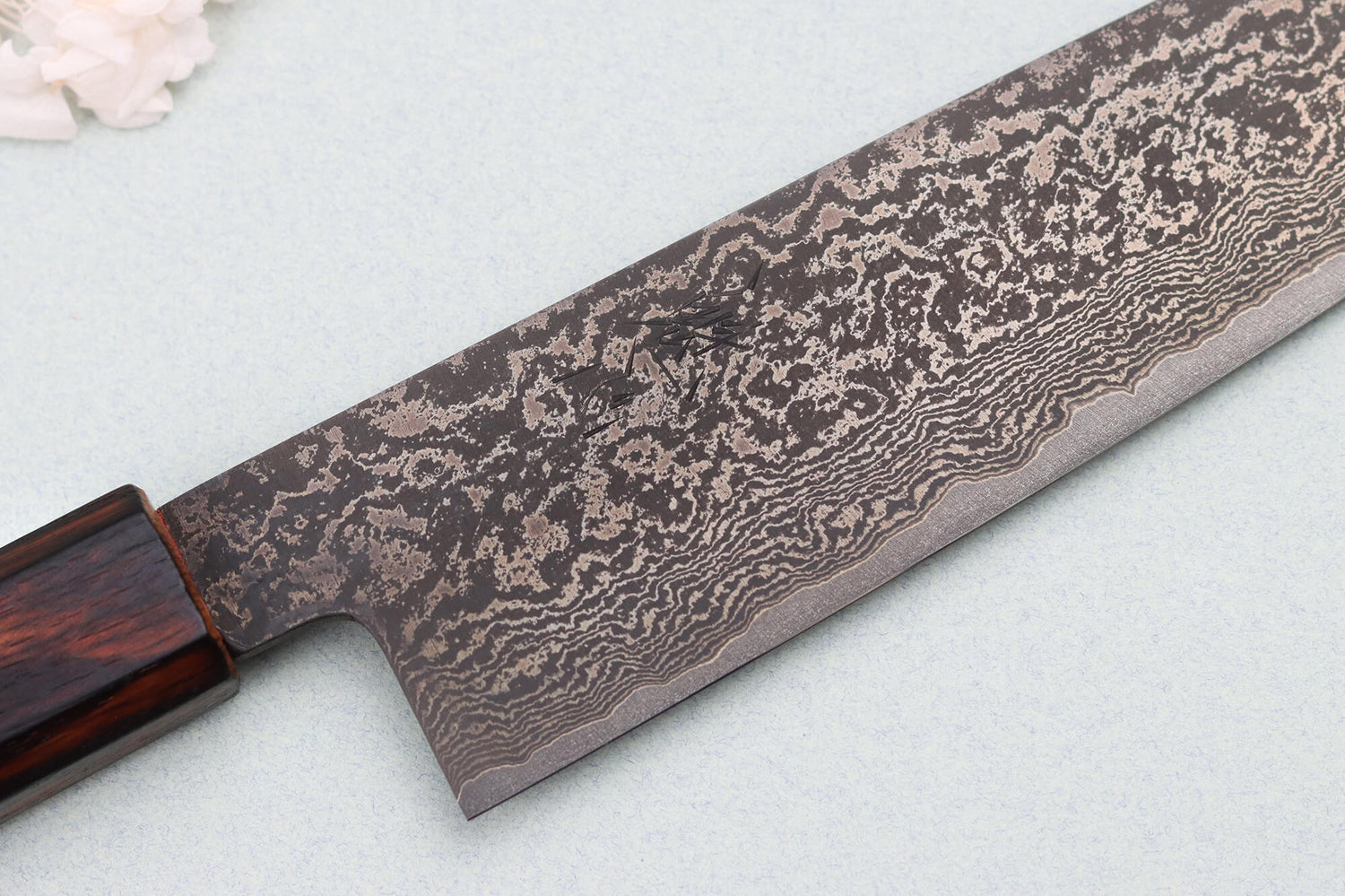 Couteau bunka 18cm japonais artisanal Nakamura Kaishin Ginsan Black Damas