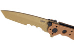 Couteau pliant CRKT M16-10DZ 1610DZ lame tanto semi-dentée manche en nylon / fibres de verre désert 10cm