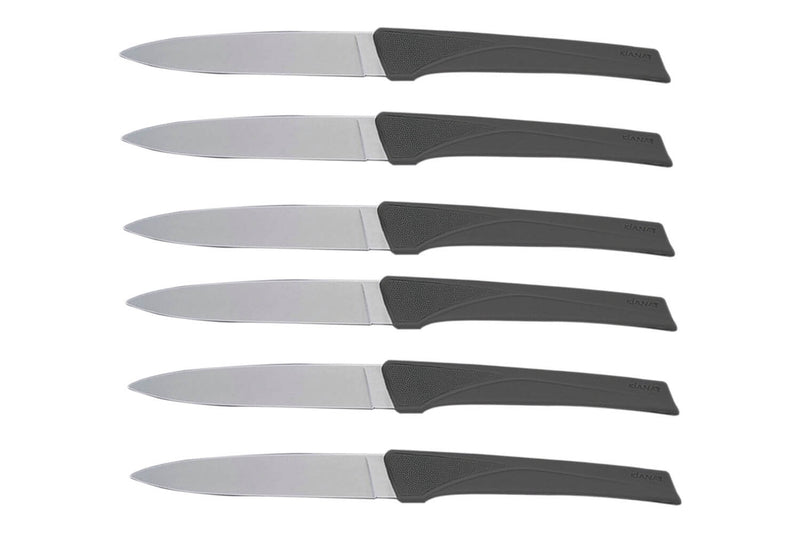 Coffret 6 couteaux Kiana de table lame inox 10,4cm manche gris anthracite