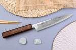 Couteau universel japonais artisanal Wusaki Unagi AUS10 Damas 15cm manche en chêne
