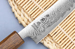 Couteau universel japonais artisanal Wusaki Unagi AUS10 Damas 15cm manche en chêne