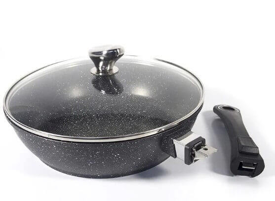 Sauteuse en fonte Pradel Excellence Premium 28cm façon pierre tous feux/ induction