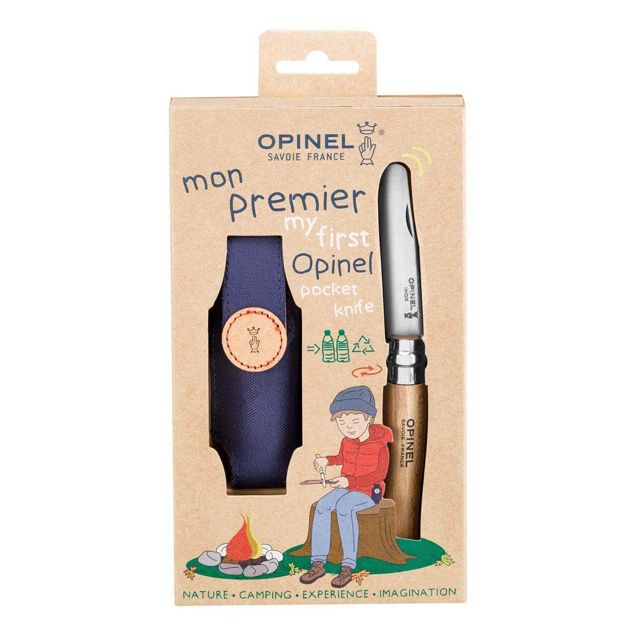 Coffret Mon premier Opinel lame arrondie 8cm + étui