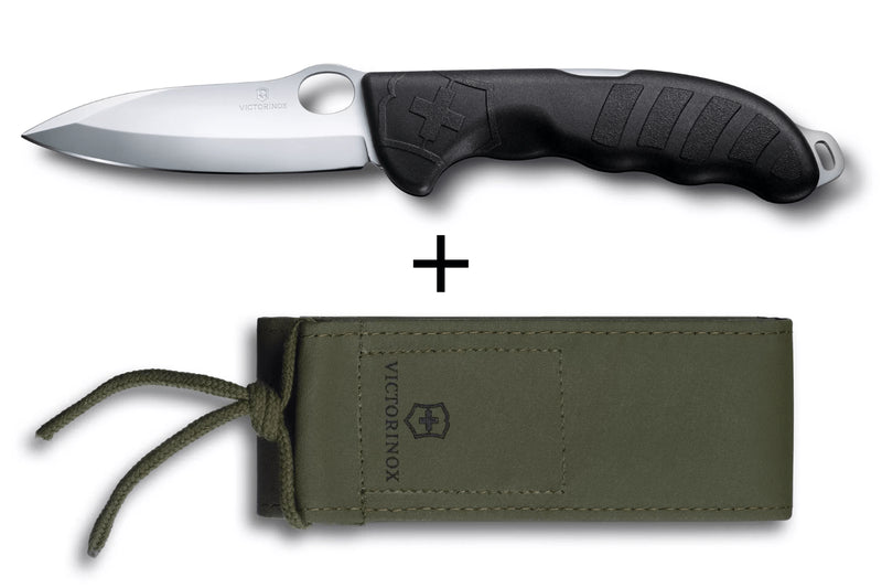 Couteau pliant Victorinox Hunter Pro M One Hand manche polyamide noir 13,6cm + étui toile kaki