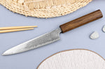 Couteau universel japonais artisanal Wusaki Unagi AUS10 Damas 15cm manche en chêne