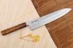 Couteau de chef japonais artisanal Wusaki Yoshi G3 chêne 24cm