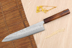 Couteau de chef japonais artisanal Wusaki Yoshi G3 chêne 24cm